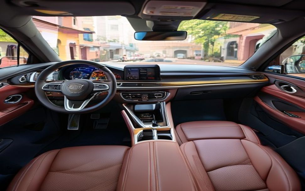 Clean sedan interior showcasing comfort for passengers in Ahmedabad